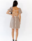 Tory Gingham Lace Up Back Dress