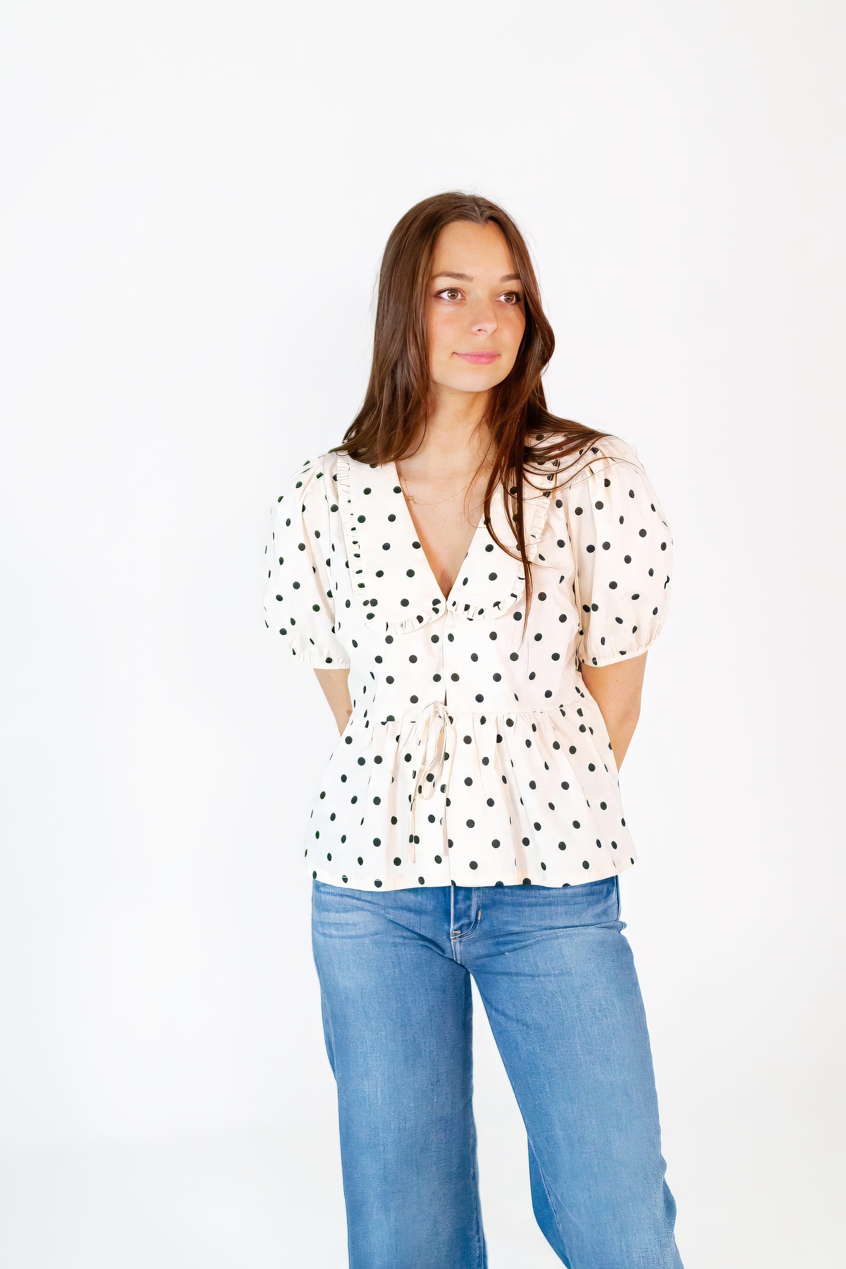 Willa Polka Dot Collared Top