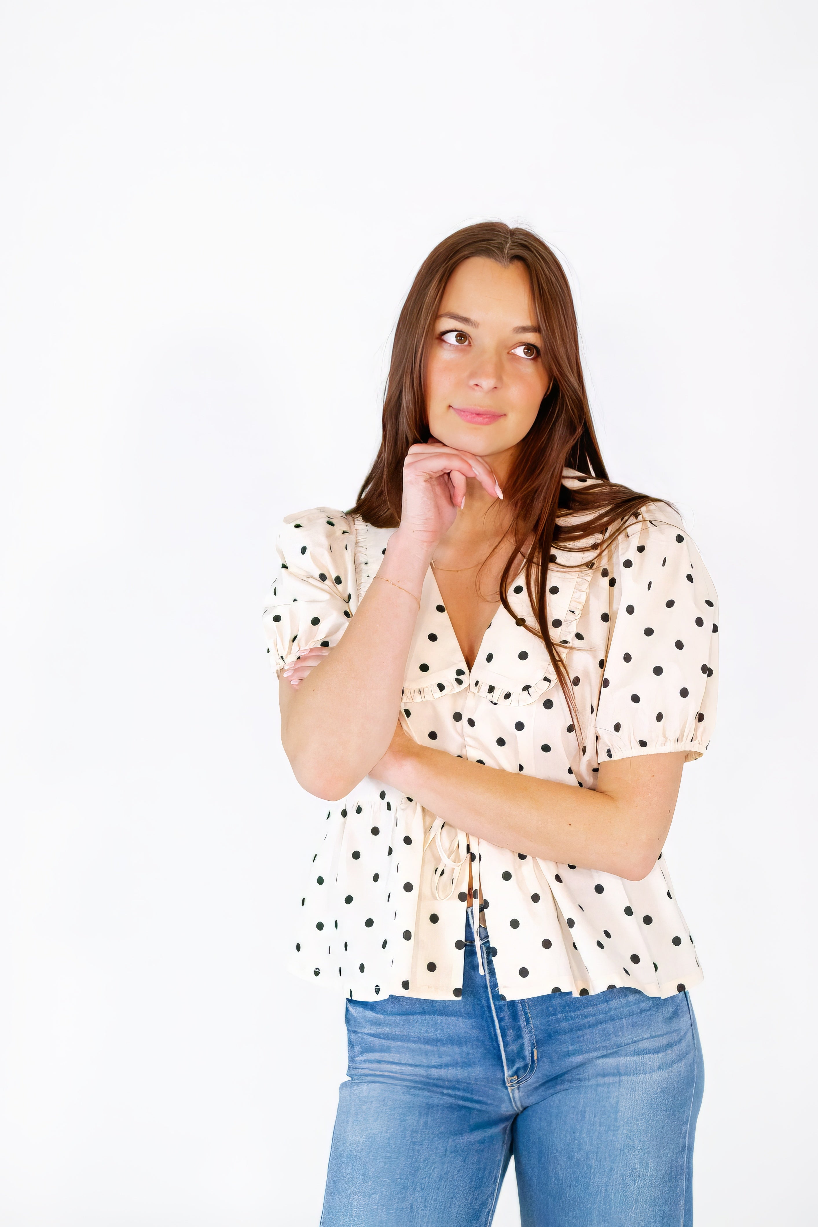 Willa Polka Dot Collared Top