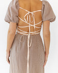 Tory Gingham Lace Up Back Dress