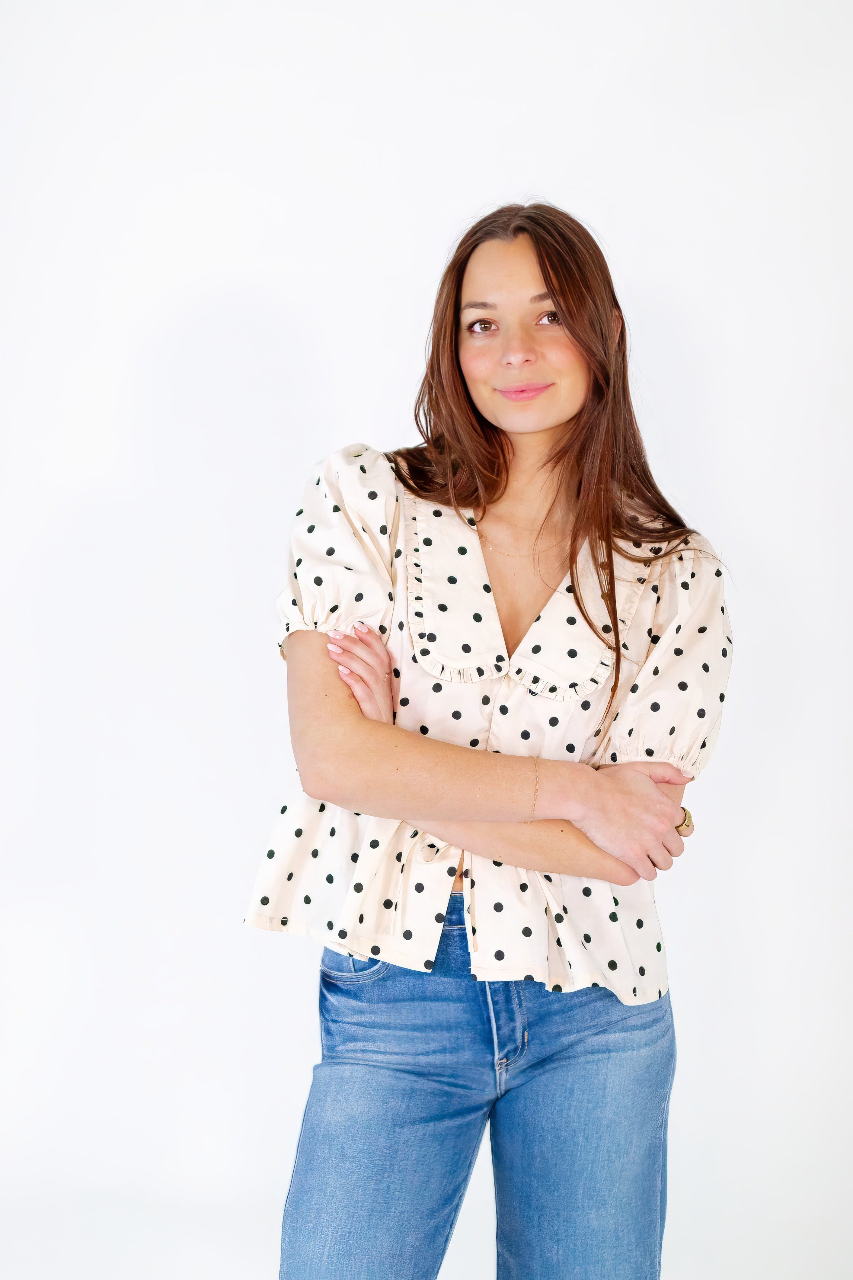 Willa Polka Dot Collared Top
