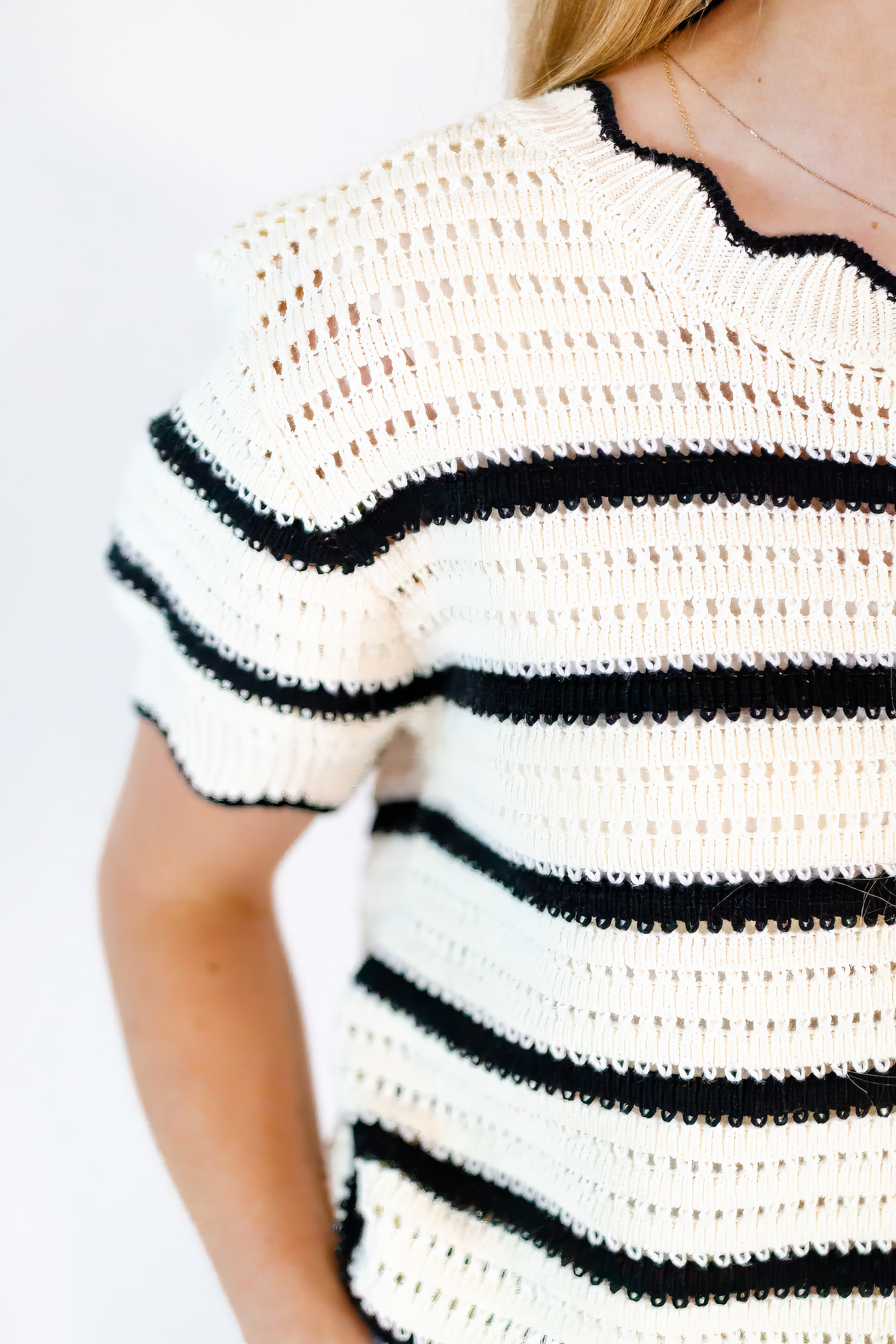 Bennie Crochet Scalloped Top