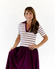 Vail Striped Midi Dress · Burgundy