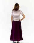 Vail Striped Midi Dress · Burgundy