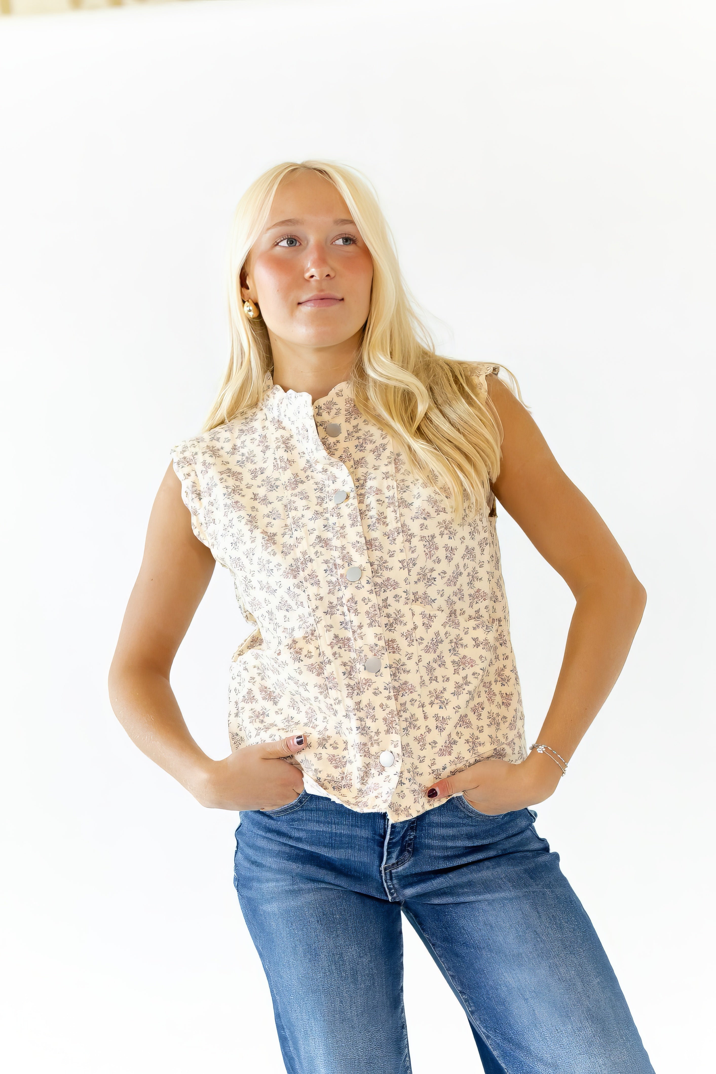 Astrid Floral Button Up Vest
