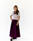 Vail Striped Midi Dress · Burgundy