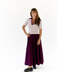 Vail Striped Midi Dress · Burgundy