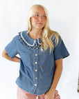 Lyla Collared Denim Blouse