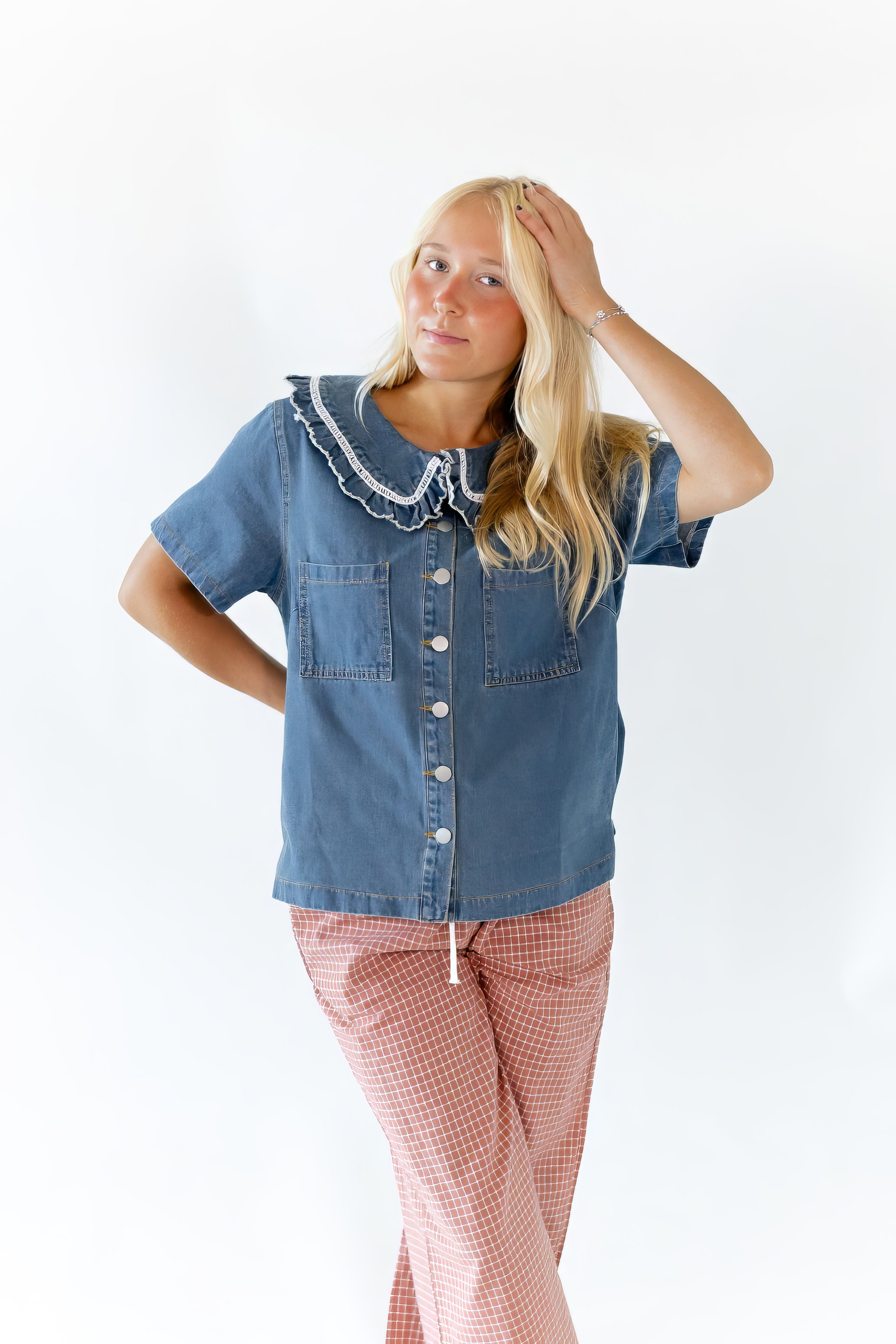 Lyla Collared Denim Blouse