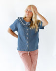 Lyla Collared Denim Blouse