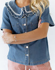 Lyla Collared Denim Blouse
