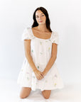 Vana Embroidered Drop Waist Dress