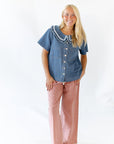 Lyla Collared Denim Blouse