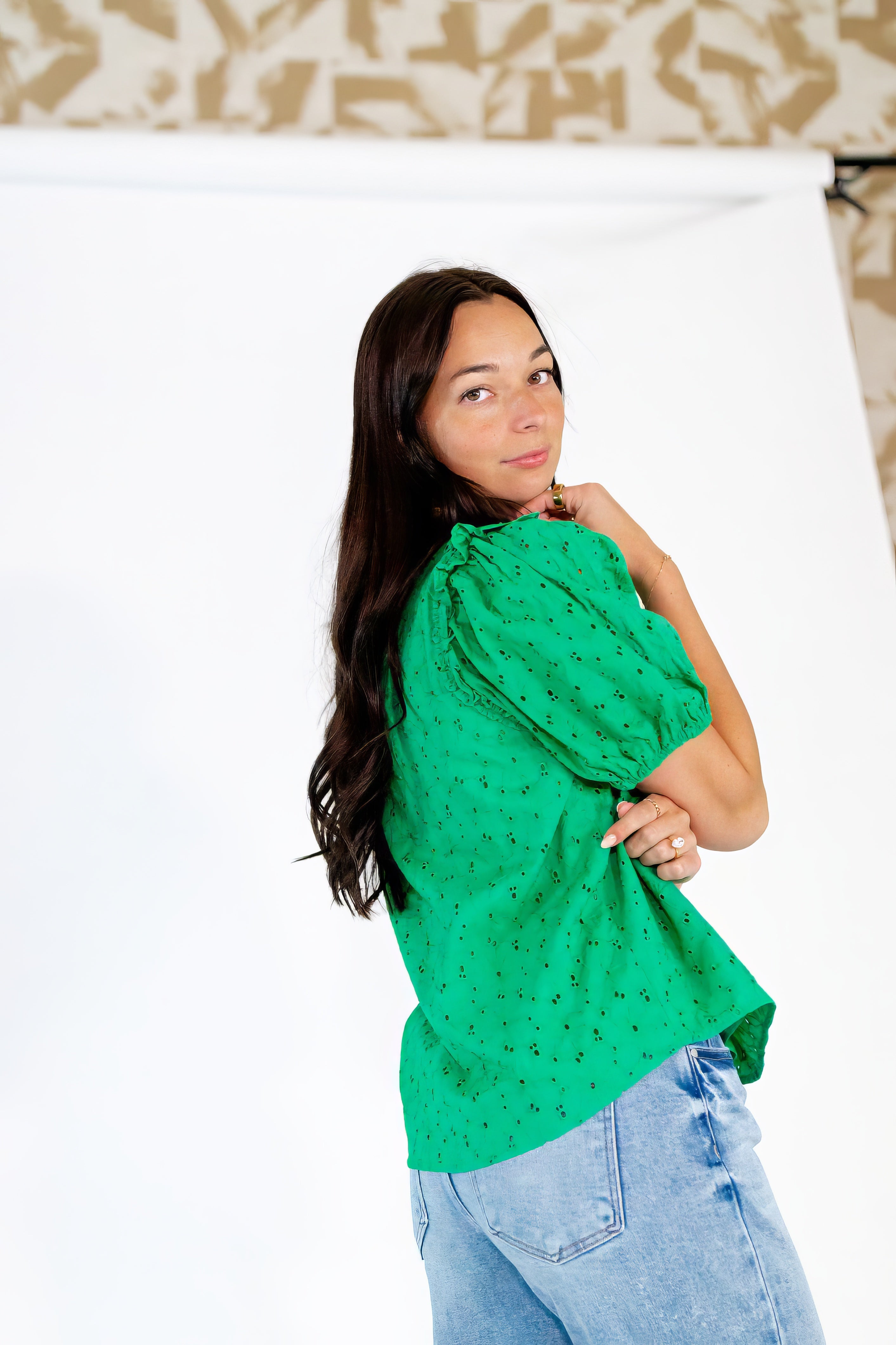 Aubriella Eyelet Lined Top