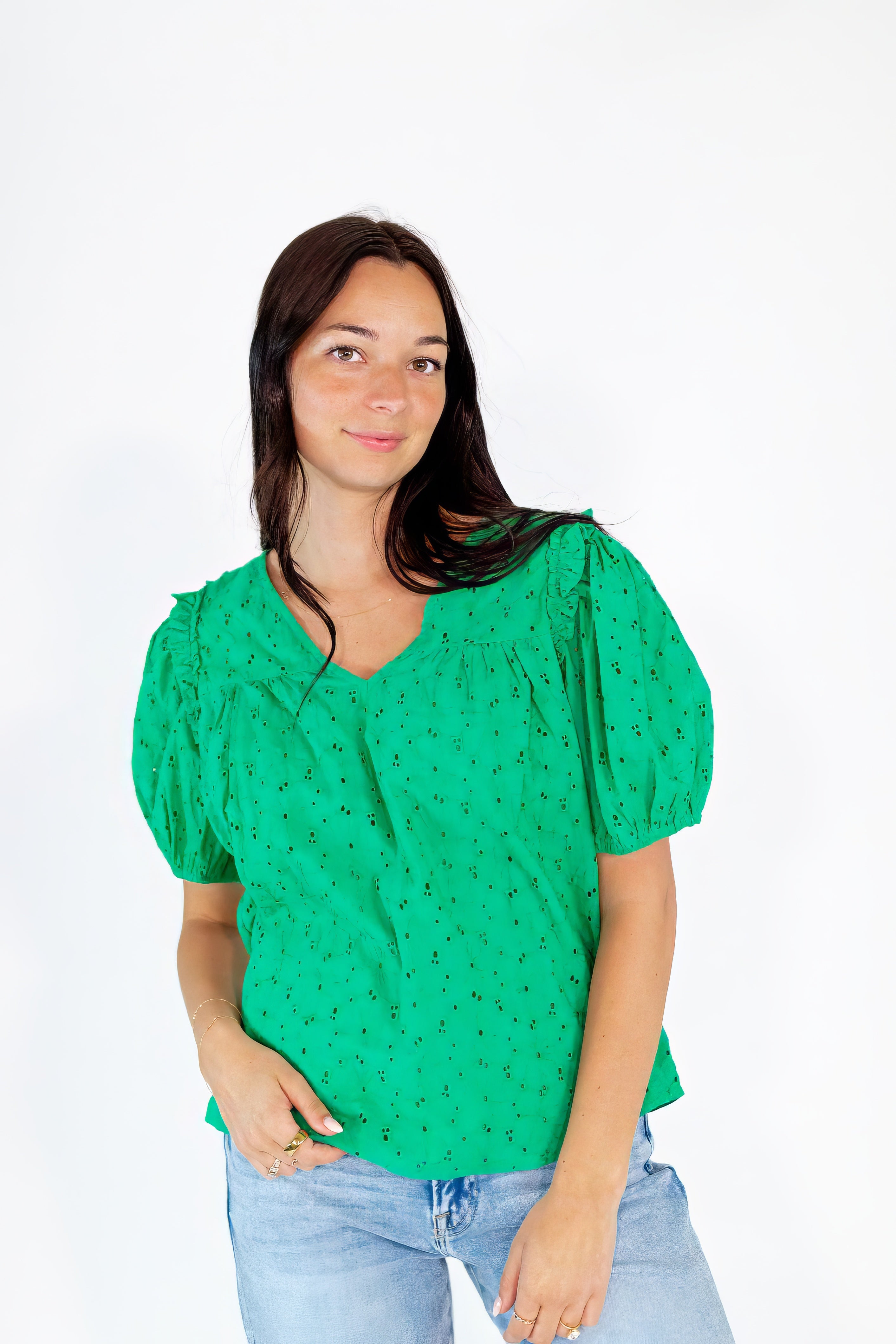 Aubriella Eyelet Lined Top