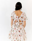Joline Tie Back Mosaic Floral Dress