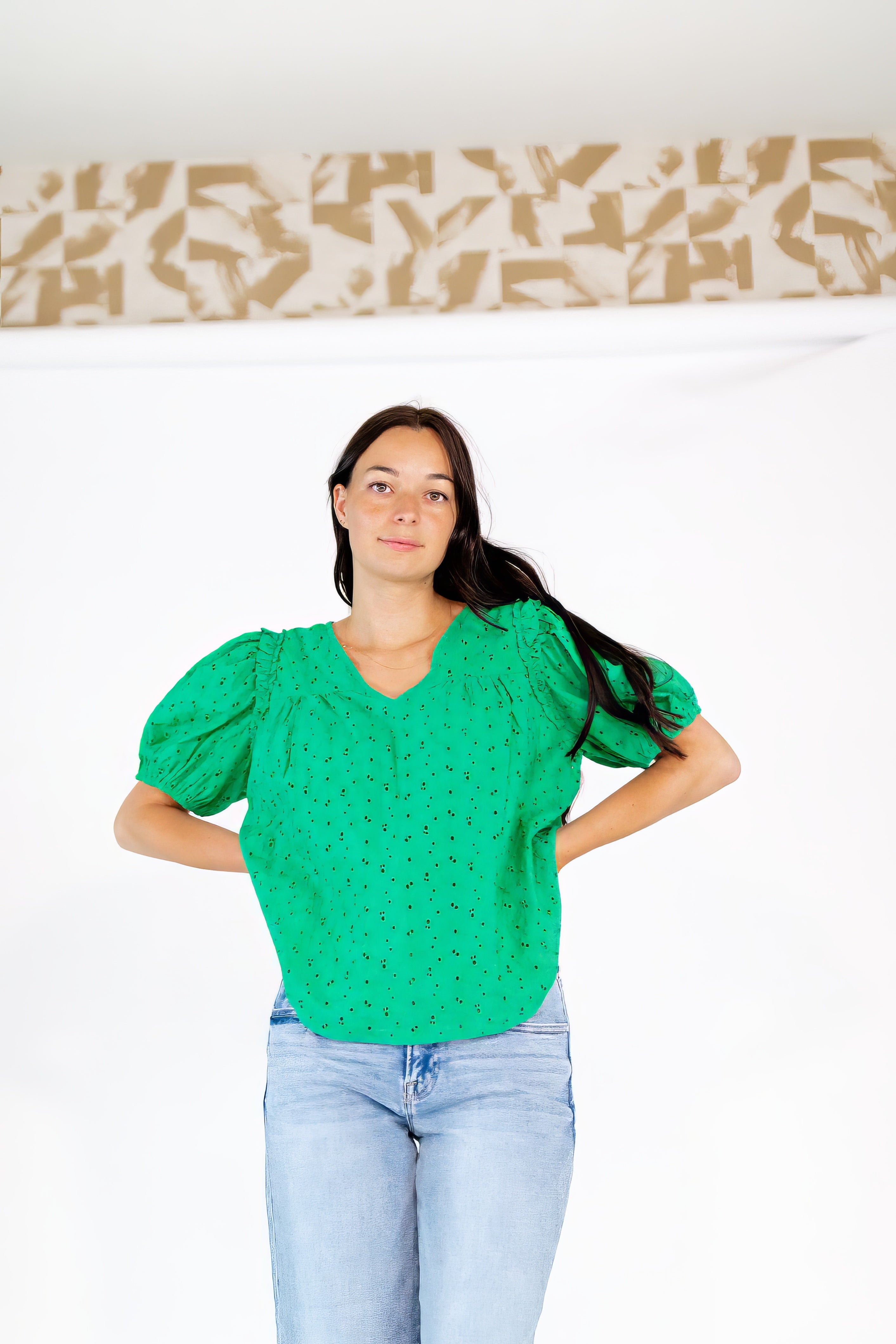Aubriella Eyelet Lined Top