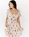 Joline Tie Back Mosaic Floral Dress