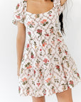 Joline Tie Back Mosaic Floral Dress