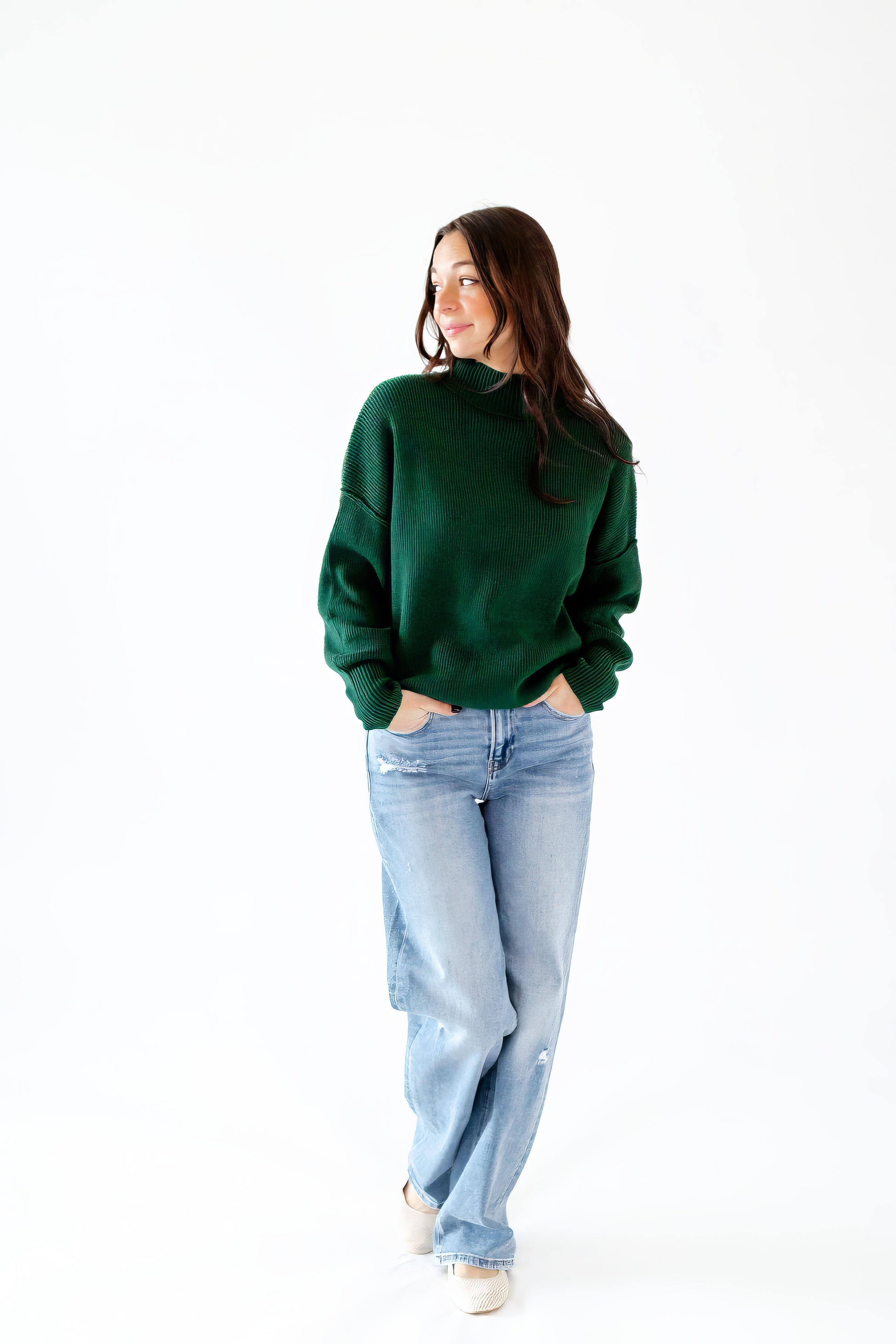 Soliel Ribbed Mock Neck Sweater