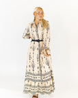 Elina Belted Paisley Maxi Dress