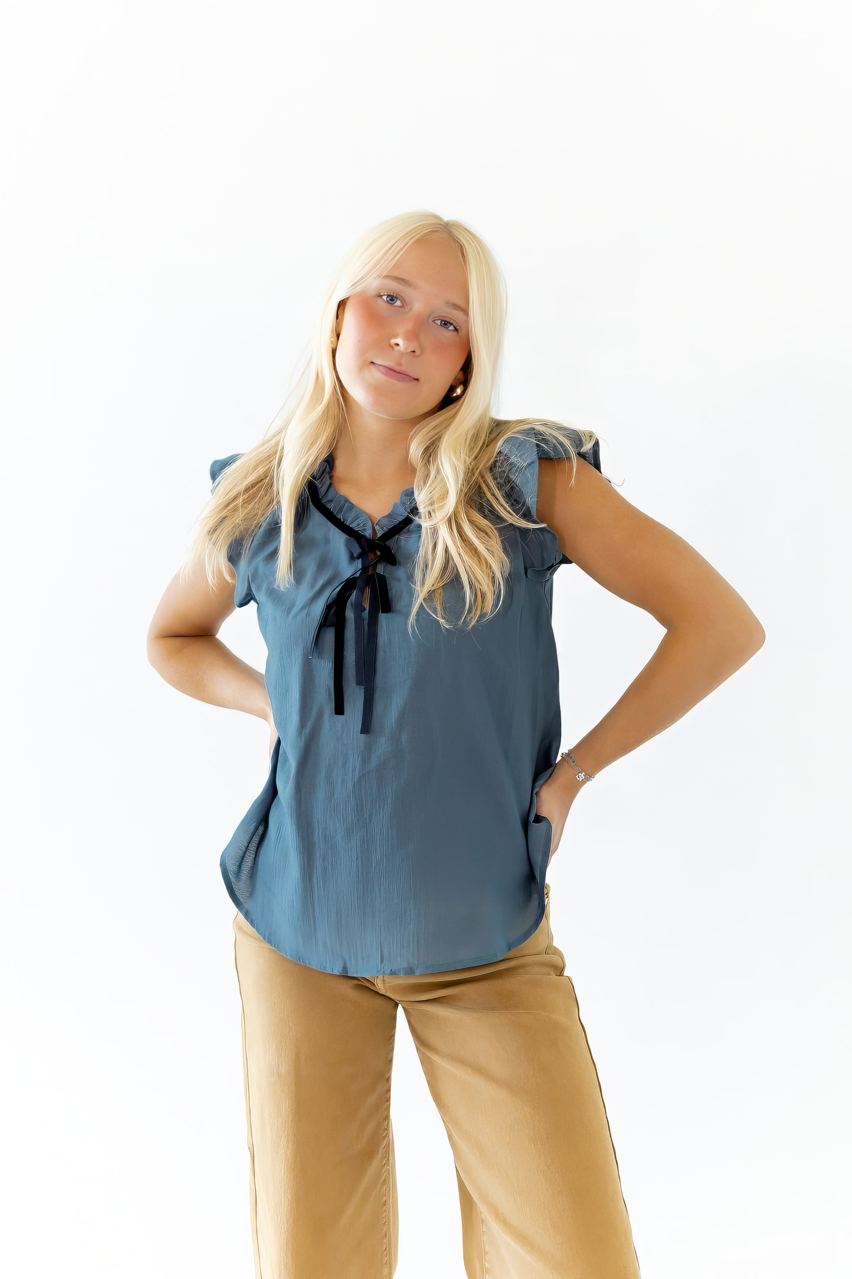 Audrey Tie Detail Top · Teal