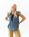 Audrey Tie Detail Top · Teal