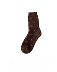 Floral Knit Crew Socks · Coffee