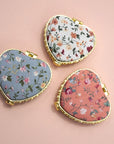Travel Compact Handheld Floral Mirror