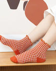 Black Checkered Lace Socks