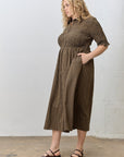 Samantha Gingham Dress in Black/Camel - Curvy