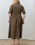Samantha Gingham Dress in Black/Camel - Curvy