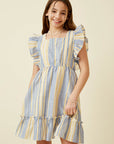 Blueberry and Lemon Stripe Tween Dress