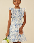 The Vintage Petal Tween Dress - Blue