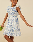 The Vintage Petal Tween Dress - Blue