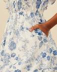 The Vintage Petal Tween Dress - Blue