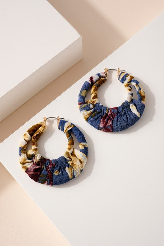 Fabric wrapped sale hoop earrings