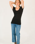 Cap Sleeve Tee ・Black
