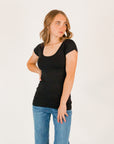 Cap Sleeve Tee ・Black