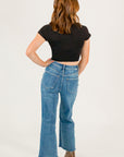 Square Neck Cropped Seamless Tee・Black