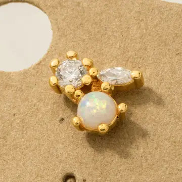 Triple Rhinestone Stud Earrings