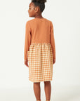 Apricot Ribbed Gingham Dress