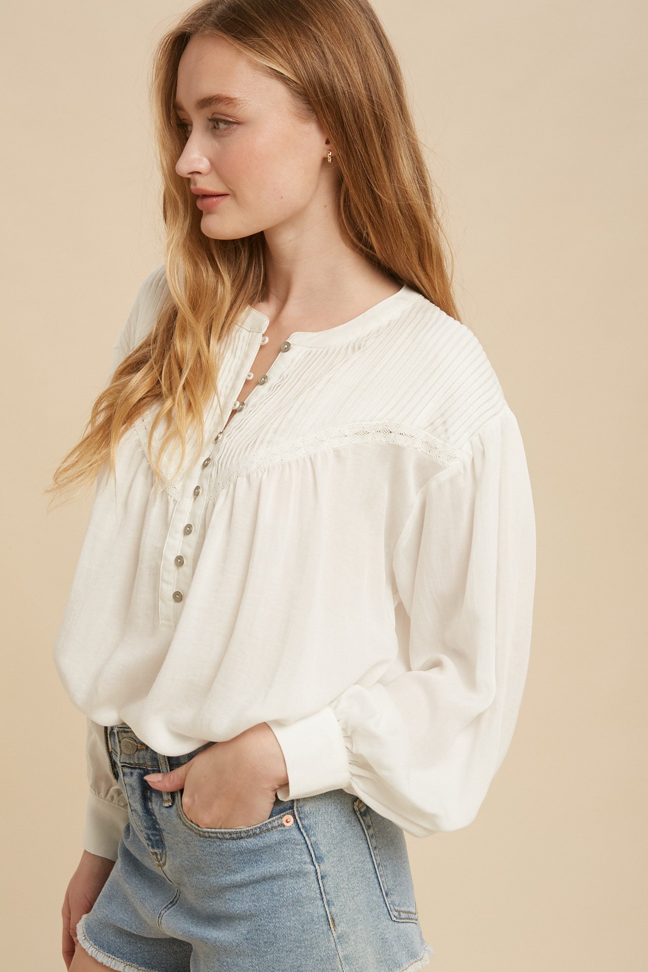 Juniper Pin Tuck Blouse in White