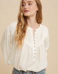 Juniper Pin Tuck Blouse in White