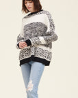Lyra Black and Cream Striped Boucle Sweater