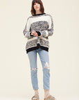 Lyra Black and Cream Striped Boucle Sweater