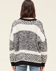 Lyra Black and Cream Striped Boucle Sweater