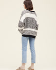 Lyra Black and Cream Striped Boucle Sweater