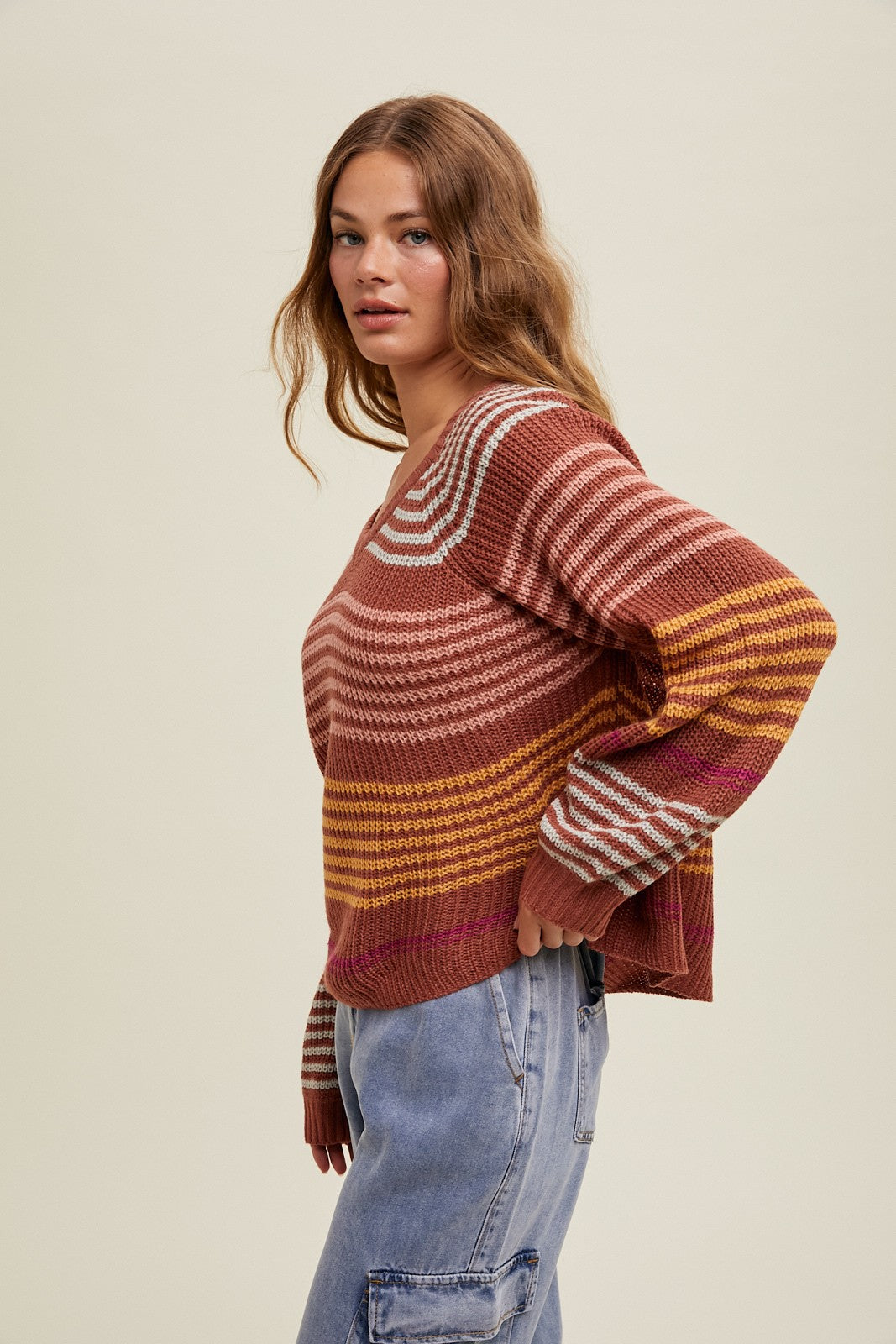 Burlwood Striped Knit Sweater