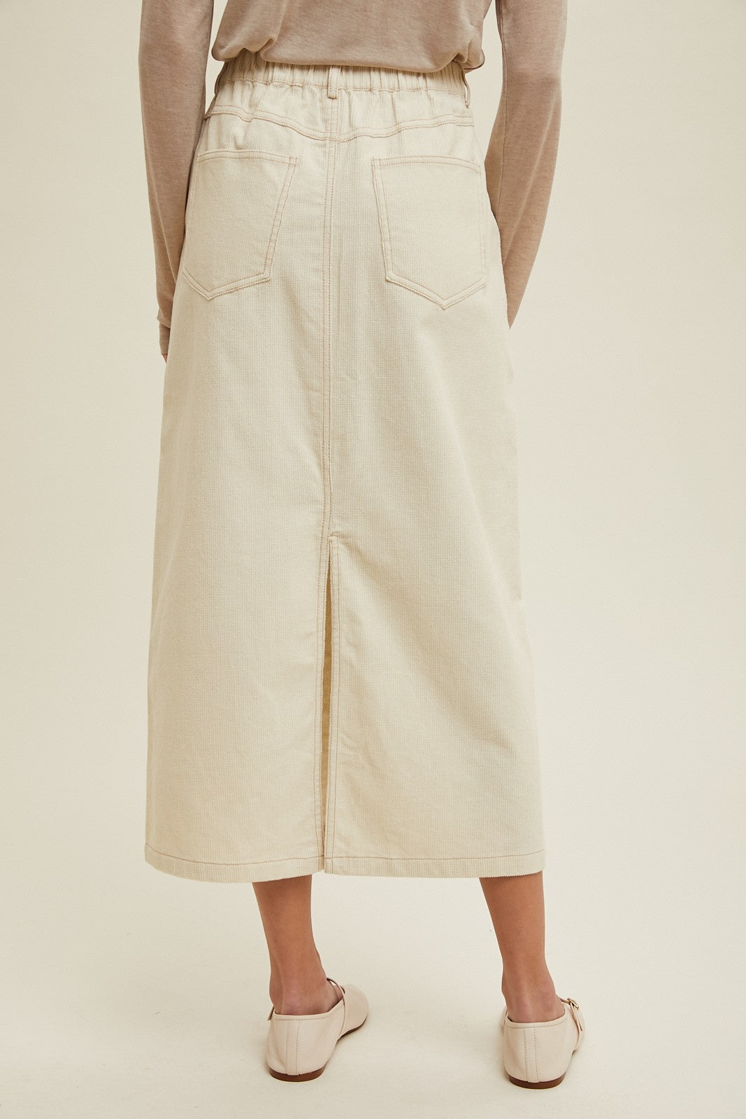 Tori Corduroy Back Slit Skirt